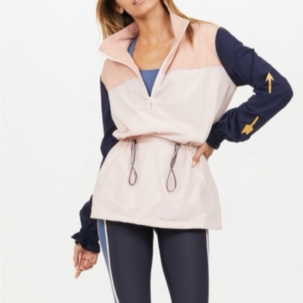 The Upside Yoko Colorblock Windbreaker Pink and Navy Utility Anorak Jacket XS - Picture 2 of 13